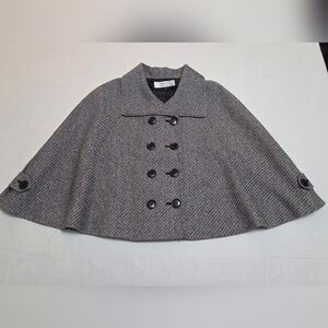 Tahari ASL Womens Charcoal Double-Breasted Cape EUC Size 4